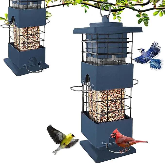 Bird Feeder 3LBS Metal Anti-Squirrel Wild Birdseed Feeder for Finch Cardinal Blue Jay Outdoors Hanging (Blue) by GreenHaven Gardens