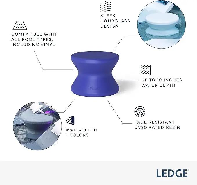 Ledge Lounger Signature Side Table - in Pool Side Table for Pool Ledges up to 10" inches deep - Indoor - Outdoor All Weather Table for Porch, Patio, Garden, Backyard, Pool and Beach (Sandstone) by GreenHaven Gardens