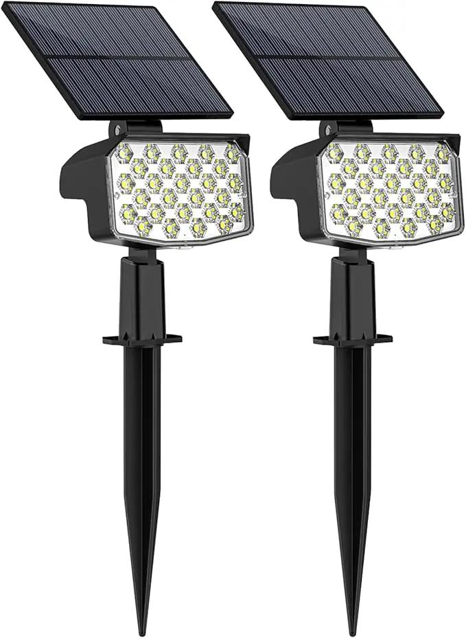WELALO Solar Spot Lights Outdoor, [2 Pack/3 Modes] Solar Landscape Spotlights, Adjustable Solar Powered Security Lights, IP65 Waterproof Wall Lights for Walkway, Yard, Garden, Driveway (Cool White) by GreenHaven Gardens