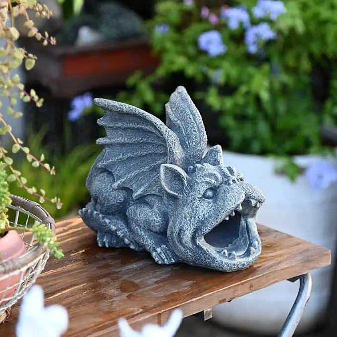 OwMell Gargoyle Gutter Guardian Downspout Statue, Garden Decorative Downspout Extension Statue Figurine, Gutter Guards for 3" x 4" Rain Downspout Splash Block, Downspout Extender Diverter by GreenHaven Gardens