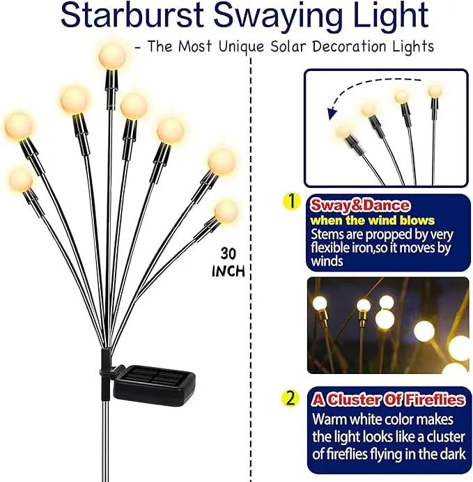 TONULAX Solar Garden Lights - New Upgraded Solar Swaying Light, Sway by Wind, Solar Outdoor Lights, Yard Patio Pathway Decoration, High Flexibility Iron Wire & Heavy Bulb Base, Warm White(2 Pack) by GreenHaven Gardens
