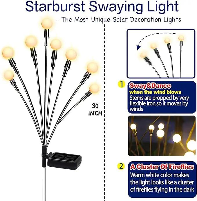 TONULAX Solar Garden Lights - Upgraded Solar Swaying Light, Sway by Wind, Outdoor Lights, Yard Patio Pathway Decoration, High Flexibility Iron Wire & Heavy Bulb Base, Warm White(10 Pack) by GreenHaven Gardens