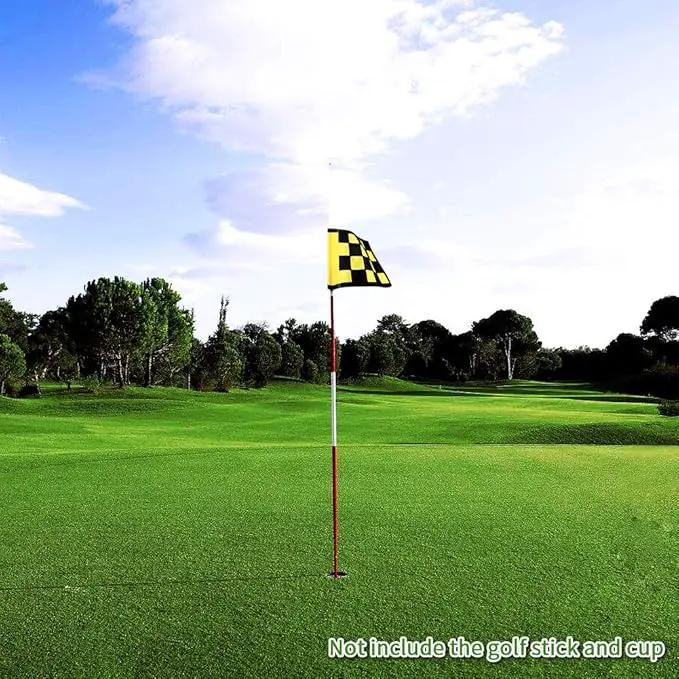 Golf Flag, Solid Nylon and Checkered Training Putting Green Flags, Indoor Outdoor Backyard Garden Portable Target Flags, 8.7inch*6inch (Yellow-Black) by GreenHaven Gardens