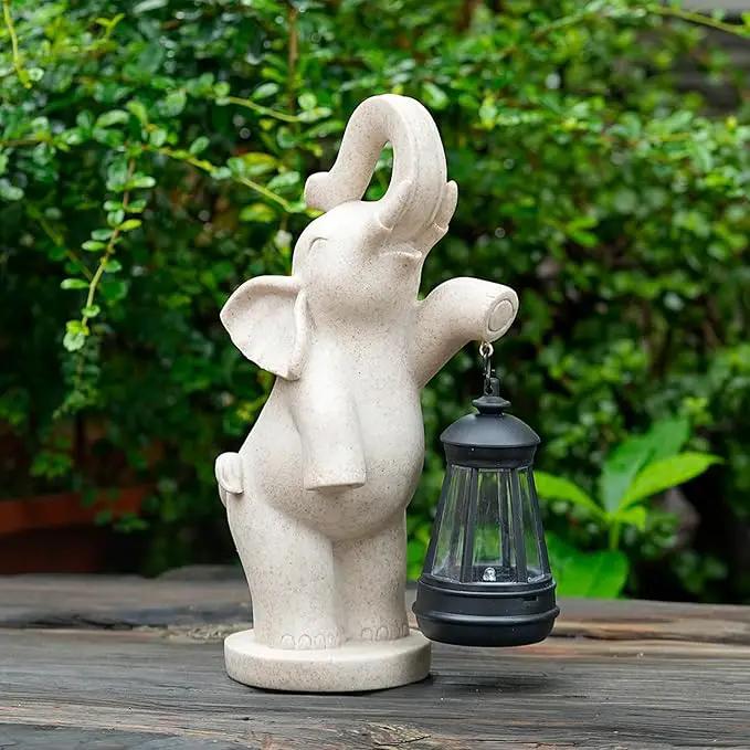 Solar Garden Statue 10 Inch Elephant Decor for Outside Yard Decoration Outdoor Unique Housewarming Gardening Birthday Gifts for Women Grandma by GreenHaven Gardens