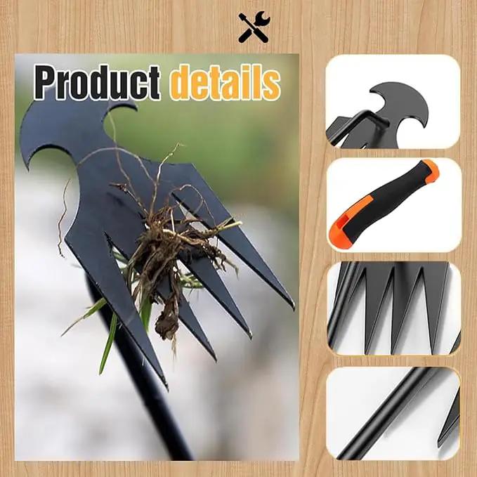 Weed Puller Tool-Weeding Artifact Uprooting Weeding Tool | 2024 Enhanced Weed Remover tool | 4-Tine Stainless Steel Weeder Tool,Multi Function Garden Tools fro Efficient Weed Extraction (1, upgrade) by GreenHaven Gardens