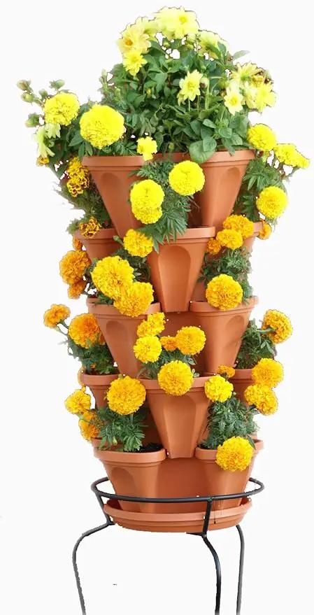 Mr. Stacky 5-Tier Strawberry Planter Pot, 5 Pots by GreenHaven Gardens