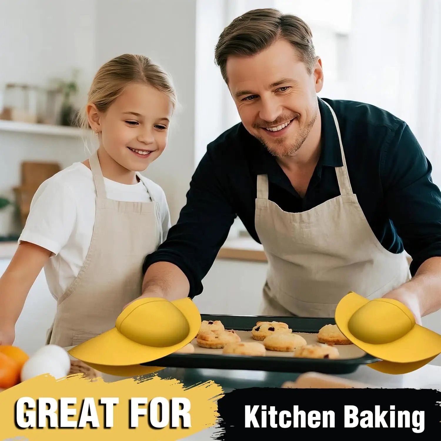 2 Pack Outdoor Grilling Mitts, Heat Resistant High Temperature Silicone Oven Grilling Gloves, Easy to Clean, Non-Slip Textured Lining, Can Be Used for Cooking, Smoking, BBQ and Food Handling. by GreenHaven Gardens