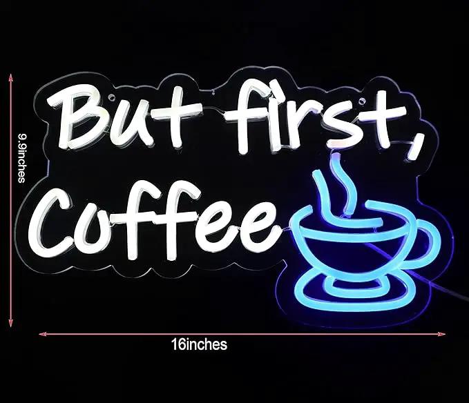 But First Coffee Neon Sign for Coffee Bar Pub Decor,Wall Art Decoration For Restaurant Living room,Led Light of Cafe,USB Power Supply With Metal Chain. by GreenHaven Gardens
