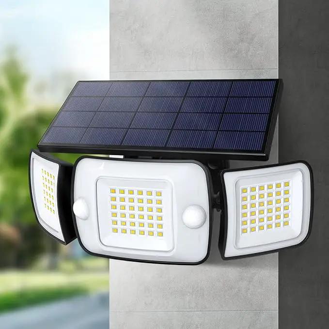 intelamp Solar Outdoor Lights,6000mAh Motion Sensor with Dual Sensors,Waterproof Solar Flood Lights 270°Wide Angle for Outside with 3 Modes by GreenHaven Gardens