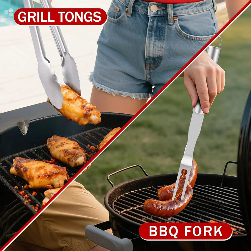 Supernal 110PCS Large Grilling Accessories,BBQ Accessories Heavy Duty Stainless Steel BBQ Grill Tools Set-Spatula,Tongs,Cleaning Brush & Meat Claws for Grills Outdoor Cooking,Gifts for Men Dad by GreenHaven Gardens