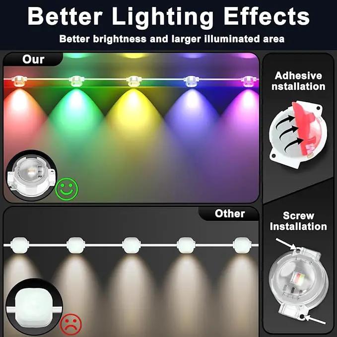 400FT Permanent Outdoor RGB Lights,IP67 Waterproof Smart LED Eaves Lights with App/Remote Control,for Christmas and All Holiday Decor,Daily and Accent Lighting,House Roof and Garden Lighting by GreenHaven Gardens