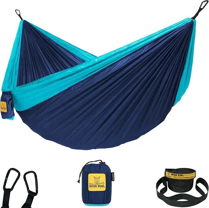 Wise Owl Outfitters Camping Hammock – 500lbs Portable Hammock with Tree Straps - Travel, Backpacking, Hiking, Outdoors Camping Gear - Single or Double by GreenHaven Gardens