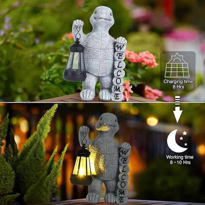Turtle Solar Lights Outdoor Garden,Outdoor Solar Lights for Yard Decorations,Lantern Garden Decoration,Garden Decor,Turtle Garden Welcome Plaque Statue,-Unique Housewarming Gifts by GreenHaven Gardens