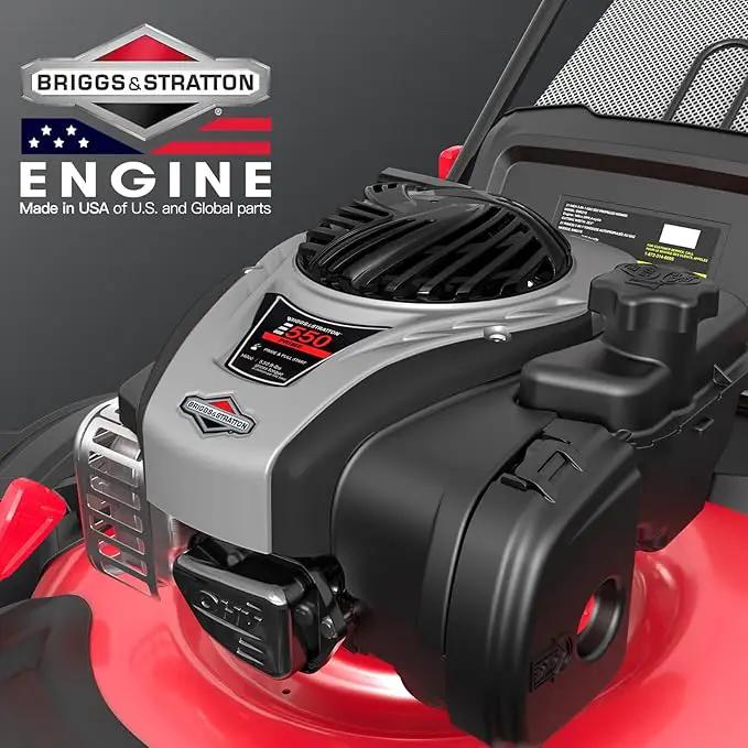 PowerSmart Gas Lawn Mower 21-inch with 140cc Briggs and Stratton E550 Engine, 3-in-1 Push Mower with Mulch, Bagger, Side-Discharge by GreenHaven Gardens
