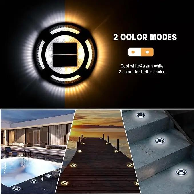 Solar Driveway Lights Outdoor - Solar Deck Lamp 2PCS Driveways Dock Lights IP68 Waterproof Outdoor Warning Step lamp for Sidewalk Garden(Cool White/Warm White) (2) by GreenHaven Gardens