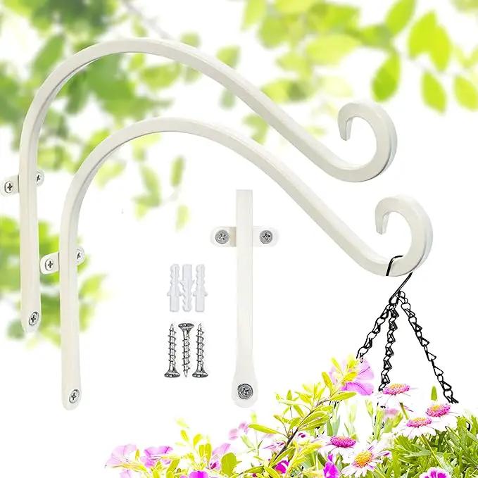 Hanging Plant Brackets Outdoor: 12-Inch Hanging Plant Hangers Wall Hooks - Wall Mount Brackets for Bird Feeder Flower Baskets White by GreenHaven Gardens