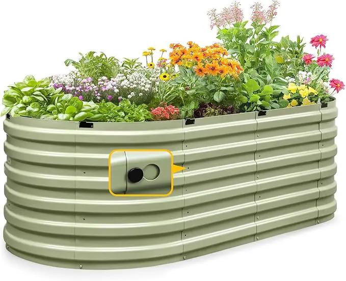 KING BIRD Raised Garden Bed Kit 2025 Upgraded Quick-Setup Galvanized Planter Garden Box Outdoor for Gardening, Vegetables, Flowers, 74x36x23 in, Olive Green by GreenHaven Gardens