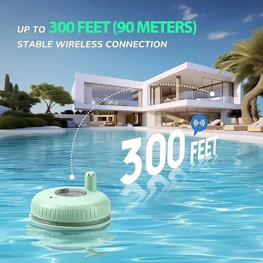 Firelex Wireless Digital Pool Thermometer Floating Easy Read, with Indoor Temperature Humidity Monitor for Swimming Pools Hot Tubs Small Ponds Aquariums by GreenHaven Gardens