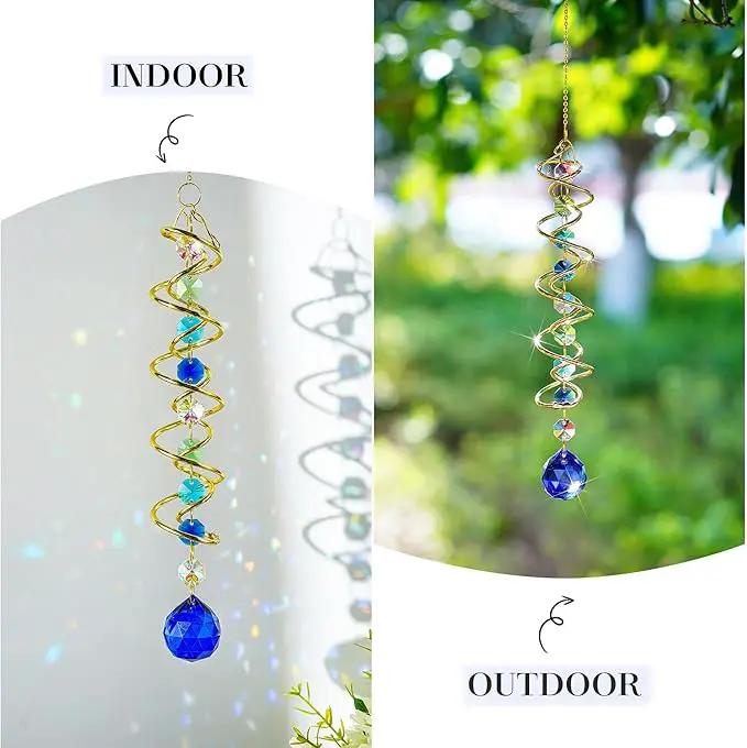 H&D HYALINE & DORA Gazing Ball Spiral Tail Crystal Suncatcher, Rainbow Maker Crystal Beads Decor Sun Catcher Hang with Hook for Window Indoor Outdoor by GreenHaven Gardens