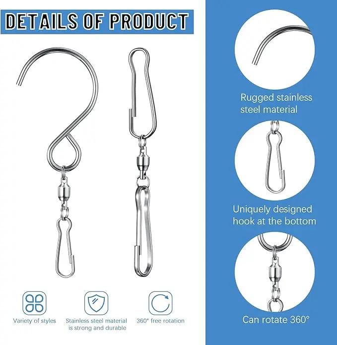 Wind Spinner Swivel Hooks 360 Degree Dual Spinning Windsock Chime Supplies Hanger Swivels Clip Hanging Hooks with Storage Box for Wind Spinners Supply, 2 Styles (Metal Color,20 Pieces) by GreenHaven Gardens