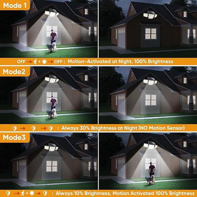 Solar Outdoor Lights with Stakes - Ground /Wall 2-in-1 Dual Use Solar Motion Sensor Waterproof Light, 3000LM 3 Modes 270°Illumination IP65 LED Security Lights Outdoor for Garden Yard Patio, 2 Pack by GreenHaven Gardens