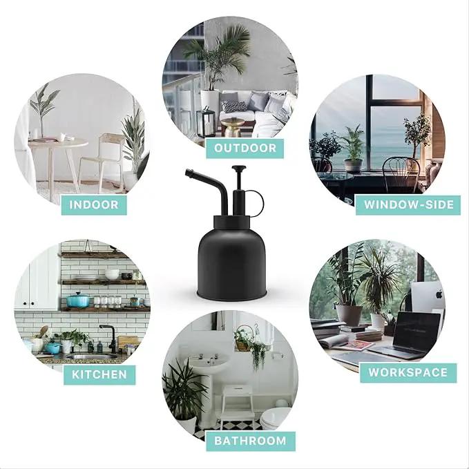 Plant Mister Spray Bottle Stainless Steel Watering Can for Indoor Plants Bonsai Sprayer Succulent Spritzer Houseplant Atomizer Terrarium Mister Modern Garden Tools 10oz/300ml Black by GreenHaven Gardens