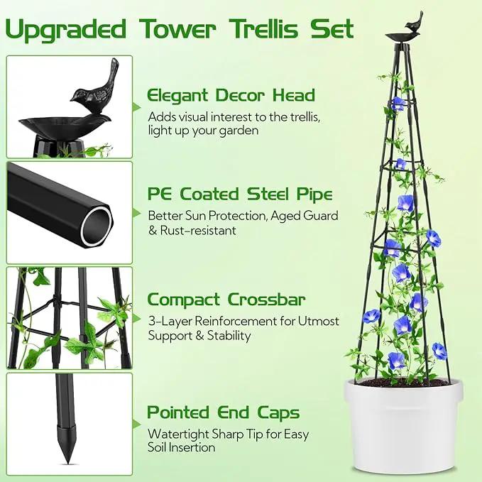 2 Pack Garden Obelisk Trellis for Climbing Plants | 79 Inches Tall Rustproof Metal Plant Support Trellis | Adjustable Garden Tower Trellis for Indoor Outdoor Vines Vegetables Flowers by GreenHaven Gardens
