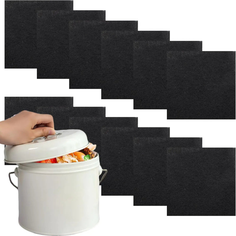 Biaungdo 12 Pack 5 Inch Sqaure Charcoal Filter Replacements, Black Kitchen Compost Bin Filters for Countertop Square Carbon Filter Bin Pail Replacement by GreenHaven Gardens