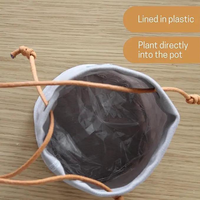 Large Waxed Canvas Handmade Hanging Planter for Indoor/Outdoor Plants, Hanging Basket Plant Holder Stone Gray by GreenHaven Gardens