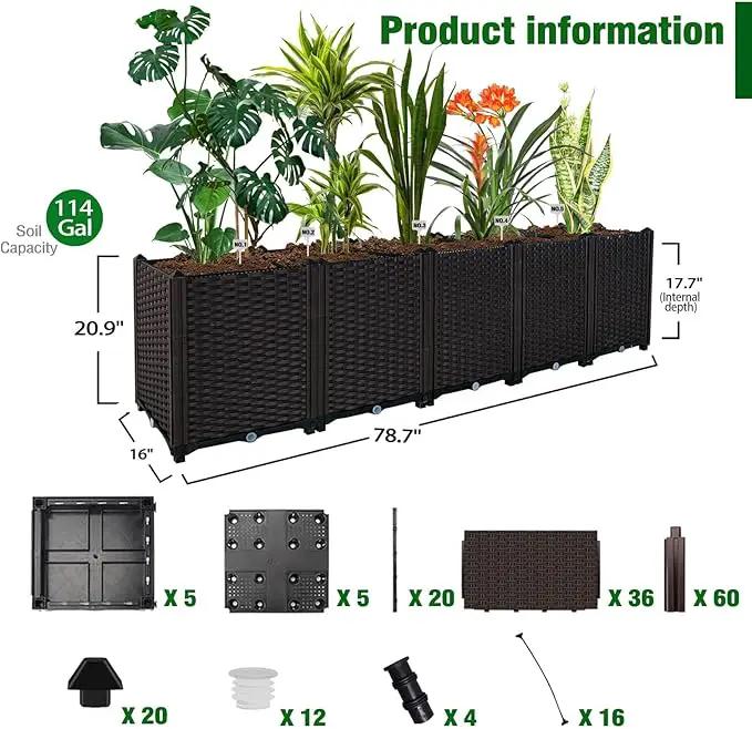 Large Planters for Outdoor Plants Raised Garden Bed Garden Boxes Outdoor Raised Planter Box Plant Pots Perfect for Garden Patio Balcony Deck to Planting Flowers Vegetables Tomato and Herbs by GreenHaven Gardens
