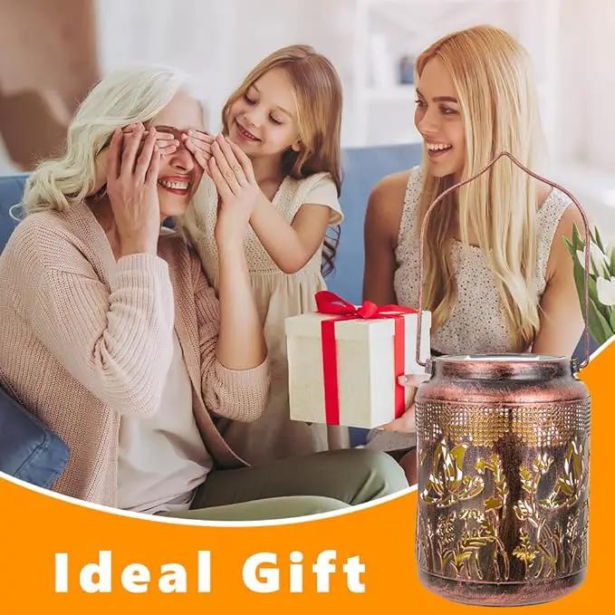2 Pack Butterfly Solar Lanterns Outdoor Waterproof,Birthday Gifts for Women Mom,Hanging Solar Lights Outdoor LED 6.9" Metal Butterfly Decorative Lanterns for Patio,Pathway,Yard,Garden Decor by GreenHaven Gardens