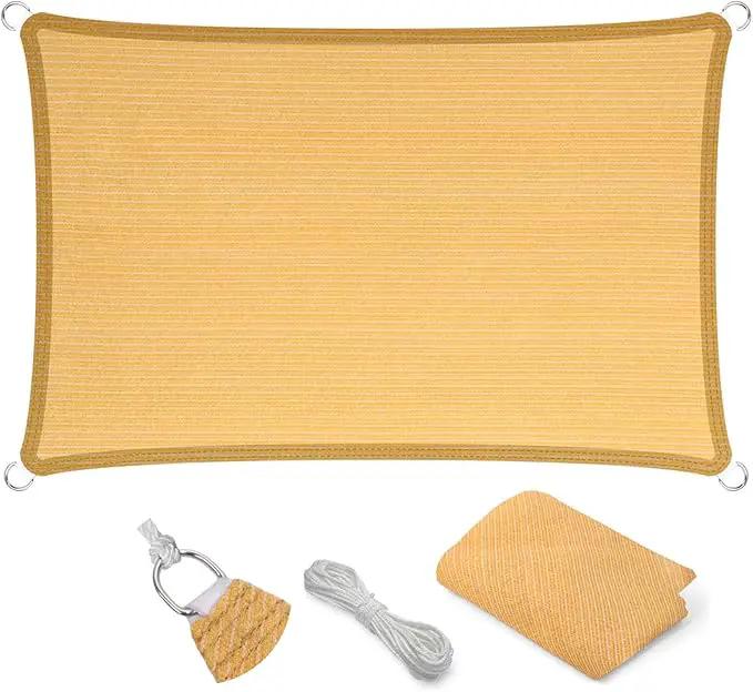 Eden's Decor Straight Flat-Edged Sun Shade Sail Rectangular 9' x 20' Wheat UV-Blocking Outdoor Canopy Fabric Cloth Awning for Pergola Patio Garden Backyard Custom Size by GreenHaven Gardens