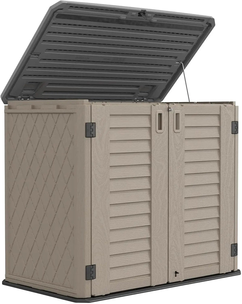 HOMSPARK Outdoor Storage shed, 26 Cu.ft Outdoor Storage Box Waterproof, Outdoor Storage Cabinet for Bike, Garbage Cans, Lawnmower, Garden Accessories, Waterproof, Lockable by GreenHaven Gardens