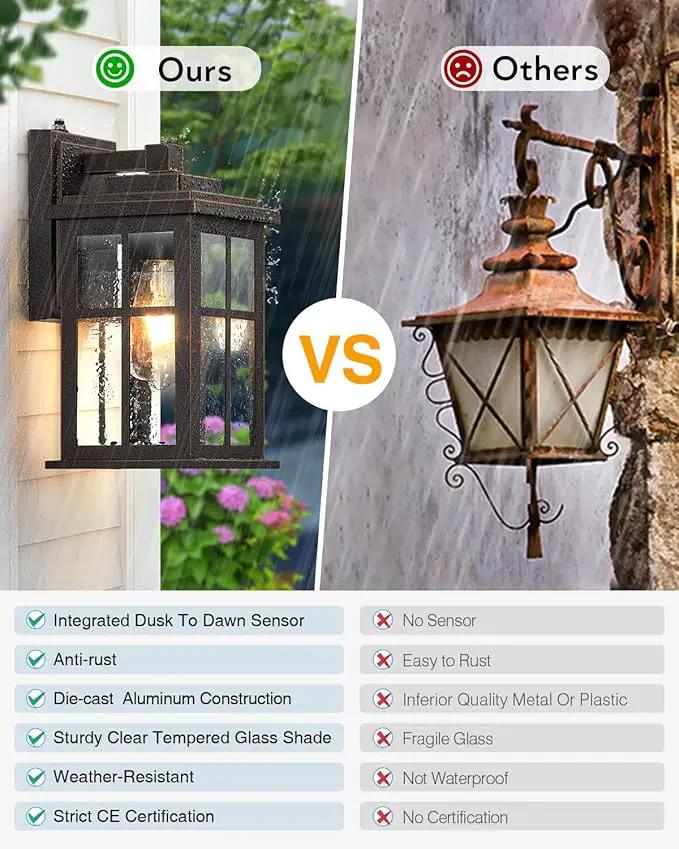 Dusk to Dawn Outside Lights for House, Oil Rubbed Bronze Anti-Rust Aluminum Exterior Lighting Fixtures, Easy-to-Install Waterproof Modern Outdoor Wall Light for Porch, Garage, Front Door by GreenHaven Gardens