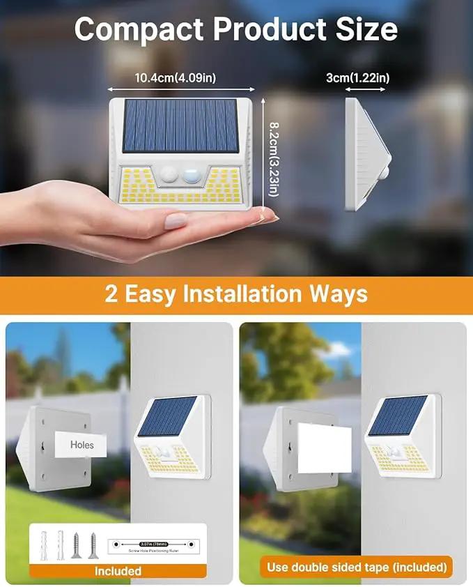 12 Pack Solar Lights Outdoor Motion Sensor, Waterproof Fence Lights with 3 Lighting Mode, Cool White LED Security Deck Lights for Outside Wall Yard Steps Stairs Garden - White by GreenHaven Gardens
