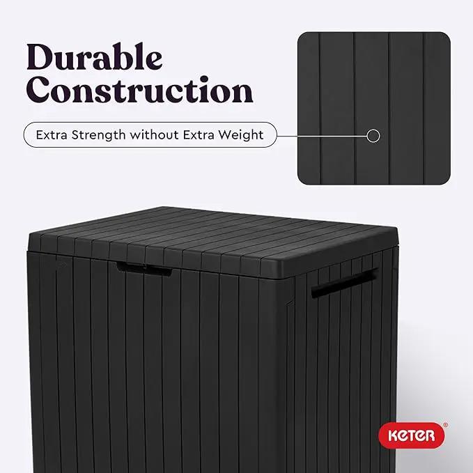 Keter City 30 Gallon Resin Outdoor Storage Box and Patio Storage Box Side Table for Pool and Garden Accessories, Dark Grey by GreenHaven Gardens
