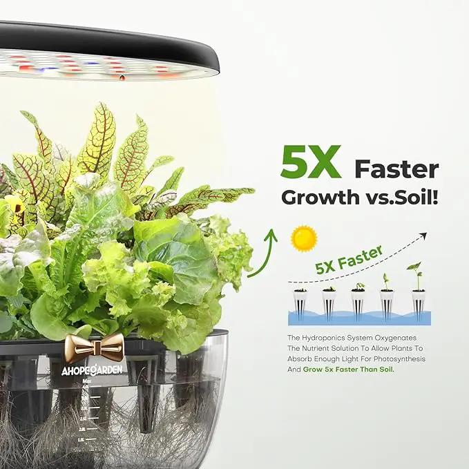 Ahopegarden Indoor Garden Hydroponics Growing System: 12 Pods Plant Germination Kit Garden Kit Growth Lamp Countertop with LED Grow Light Hydrophonic Planter Grower Harvest Vegetable Lettuce by GreenHaven Gardens
