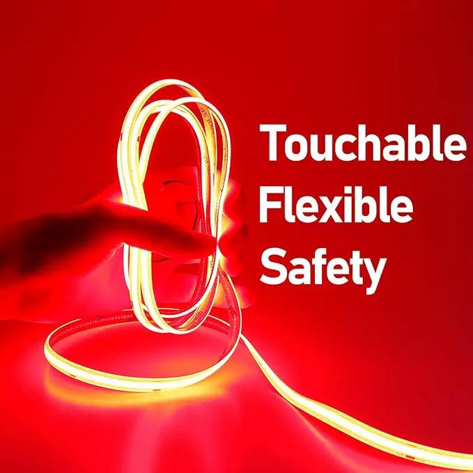 DC 24V COB LED Strip Light Red IP65 Waterproof 5M/16.4ft Uniform Glow 2400LEDs Flexible LED Tape Lights for DIY Garden Backyard Hallways Stairs Decor(No Power Supply) by GreenHaven Gardens