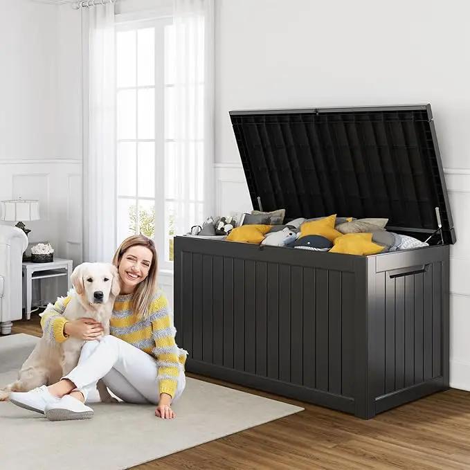 XXL 230 Gallon Large Resin Deck Box, Outdoor Lockable Storage Box for Patio Cushions Storage Furniture, Pool Supplies, Garden Tools, Weatherproof and UV Resistant- Black (230 Gallon) by GreenHaven Gardens