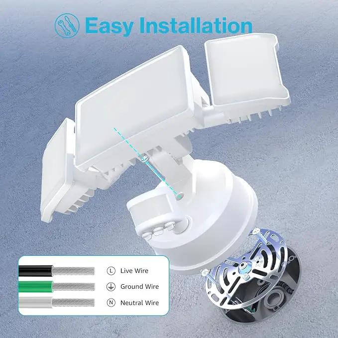 Olafus 65W Motion Sensor Outdoor Light, 2 Pack LED Security Light 6000LM, 6500K Exterior Motion Flood Light with 3 Adjustable Heads, for Outside Garage, Yard, Patio, IP65 Waterproof, White by GreenHaven Gardens