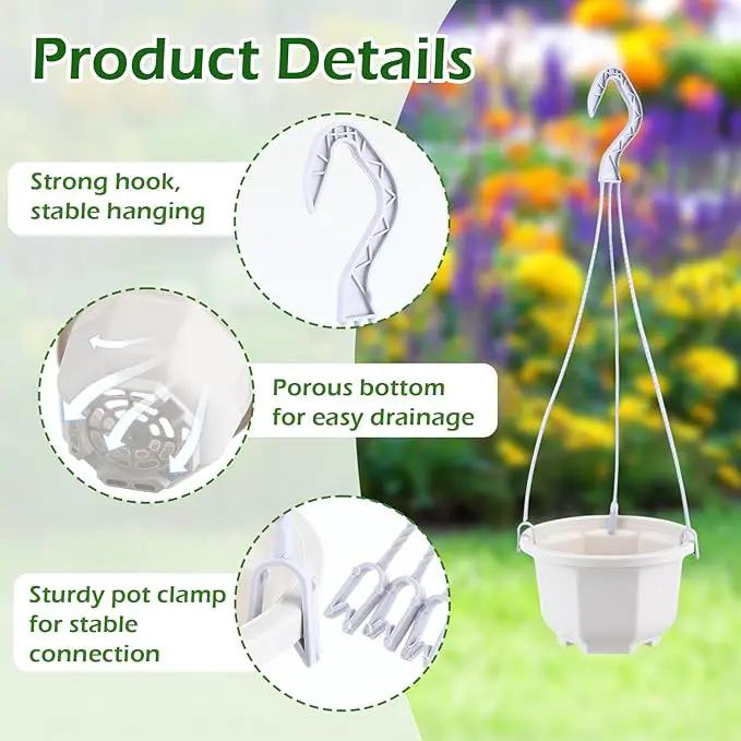 Roshtia 24 Pcs Hanging Plastic Planter Pot with Hook Flower Pots Baskets Hanging Nursery Planter Holder for Outdoor Indoor Plant Garden (Ceramic White,5 Inch) by GreenHaven Gardens