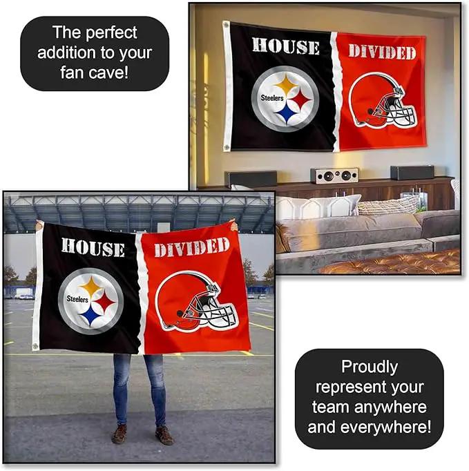 WinCraft Pittsburgh Steelers and Cleveland Browns House Divided Flag Rivalry Banner by GreenHaven Gardens