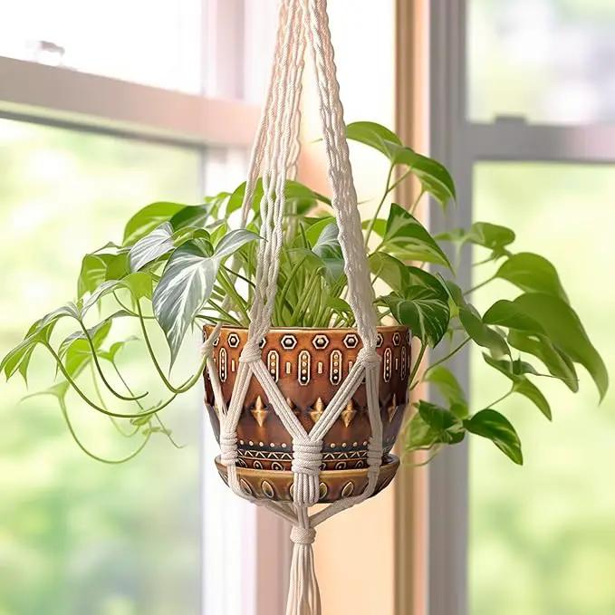 G EPGardening 5.5 Inch Plant Pot - Ceramic Planter for Indoor Outdoor Plants, Boho Round Indoor Flower Pot with Drainage Hole and Saucer, Housewarming Gifts, Garden Home Room Decor, Brown by GreenHaven Gardens