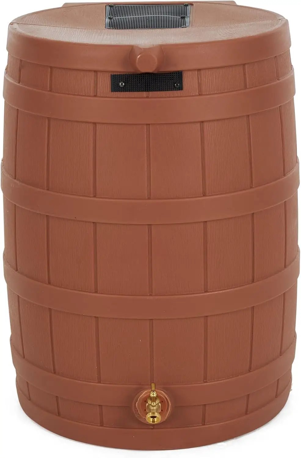 Good Ideas Rain Wizard 50 Gallon Plastic Outdoor Home Rain Barrel Water Storage Collector with Brass Spigot and Flat Back Design, Terra Cotta (2 Pack) by GreenHaven Gardens