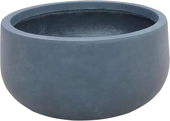 Kante 19.6" Dia Round Concrete Planter, Cement Plant Pots with Drainage Hole and Rubber Plug for Outdoor Indoor Garden Home, Modern Curvaceous Design, Charcoal by GreenHaven Gardens