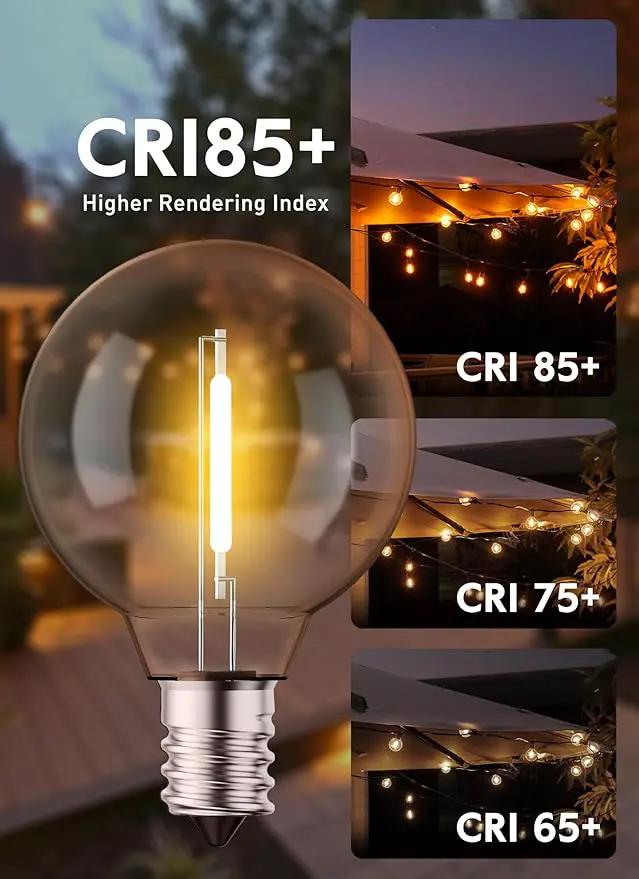 Brightown G40 Replacement LED Light Bulbs, 25 Pack Clear Globe Bulb fits E12 C7 Candelabra Screw Base Sockets, 1.5 Inch Dimmable Edison Light Bulbs for Indoor Outdoor Patio Decor, Warm White by GreenHaven Gardens