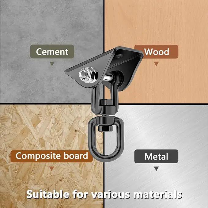 Heavy Duty Hammock Hanging Kit, 360° Rotating 1200 lb Swing Hangers for Hammock Chair Stand, Yoga, Porch Swing, Tree, Seat, Ceiling Mount, Outdoor Indoor Hanging Hardware Black | Pack of 5 by GreenHaven Gardens