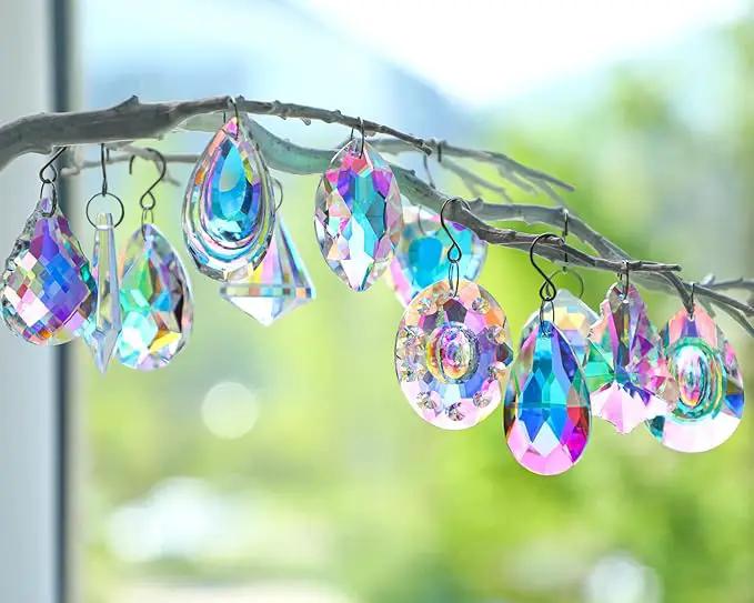 Crystal Prism Suncatchers, Rainbow Hanging Crystals Ornament Pendant for Window, Chandelier Part Replacement for Lamps Decoration,Pack of 12 by GreenHaven Gardens