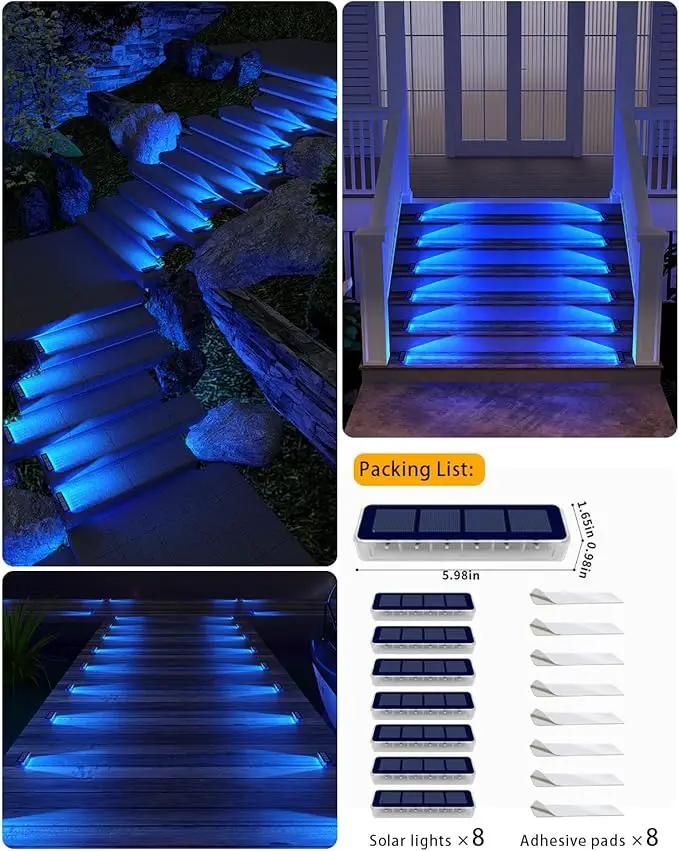 Blue Solar Lights for Outside,8 Pack Solar Deck Lights Outdoor Waterproof LED,Blue Step Light for Outside,Dock Light Solar Powered Waterproof for Deck,Steps,Dock,Driveway,Stair,Path by GreenHaven Gardens