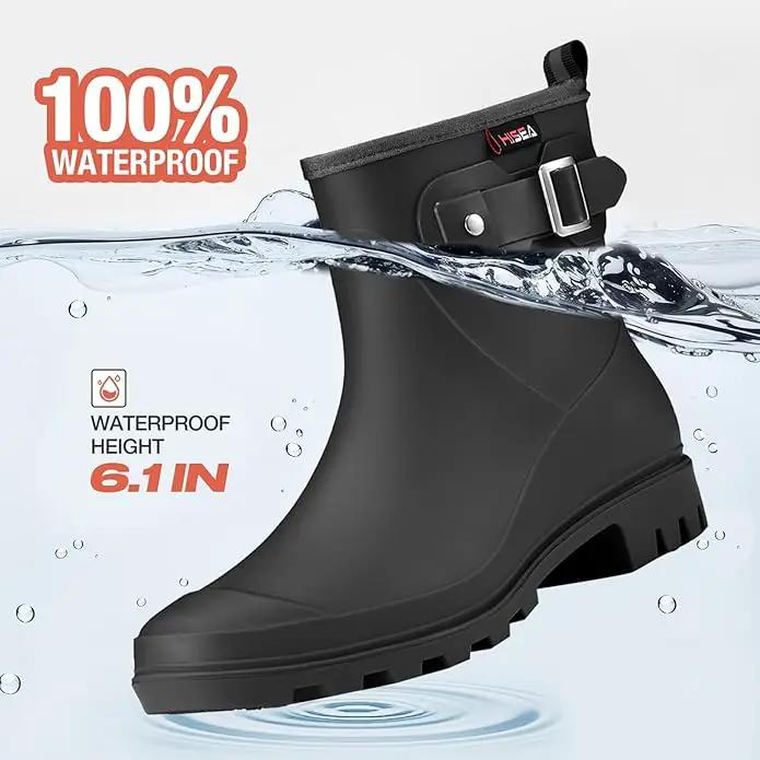 HISEA Women's Ankle Rain Boots Waterproof, Fashion Short Garden Shoes Anti-slip for Women with Comfortable Insole by GreenHaven Gardens